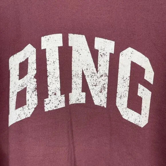Anine Bing Bradie Designer Logo Crewneck Sweatshirt Burgundy size Large Cotton - Picture 7 of 12